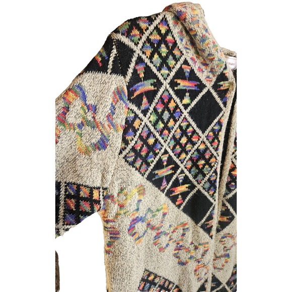 Kamana Multicolor Hooded Cardigan Long Sweater Womens Size Small Rainbow Boho - Picture 6 of 15